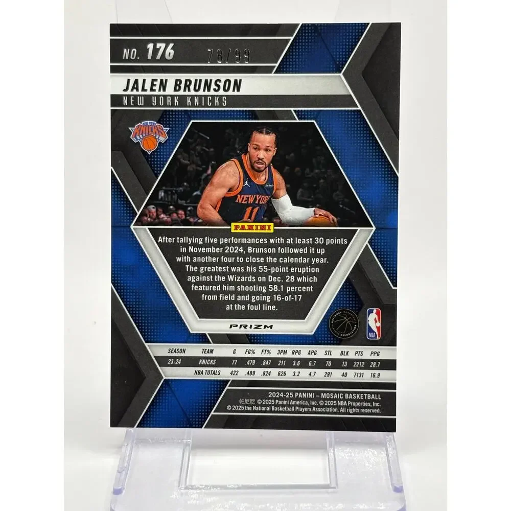 2024-25 Panini Mosaic Jalen Brunson Purple Mosaic Prizm 78/99 SP New York Knicks - Picture 2 of 2